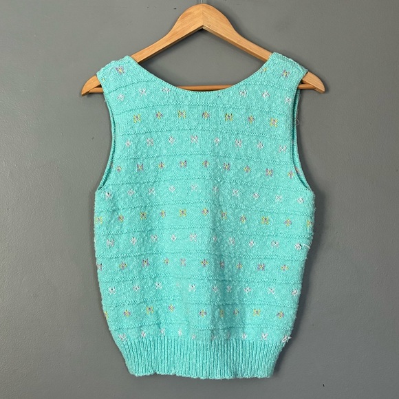 VINTAGE Pastel Kawaii Sweater Vest 100% Cotton Lake Harmony Rowing club Preppy M - Picture 6 of 8